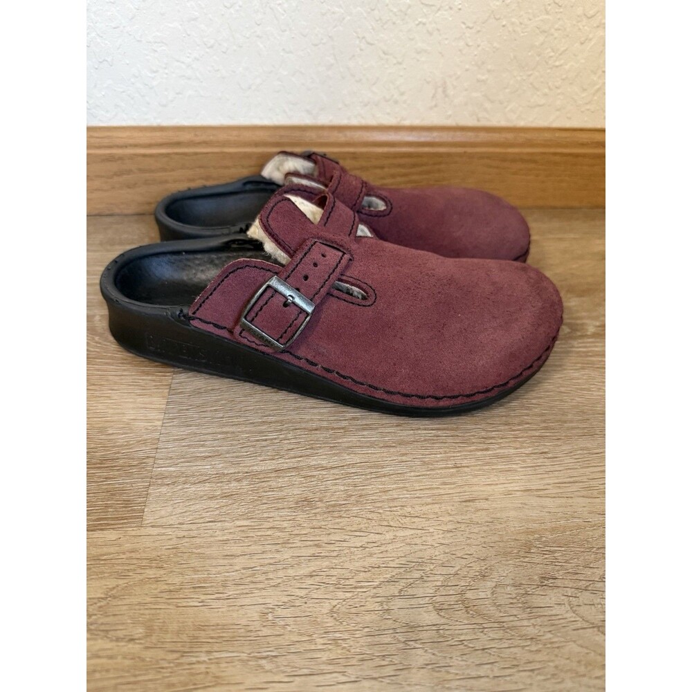 Birkenstock Tatami Suede Clog Mule Slip On Maroon Lined Womens Size 7